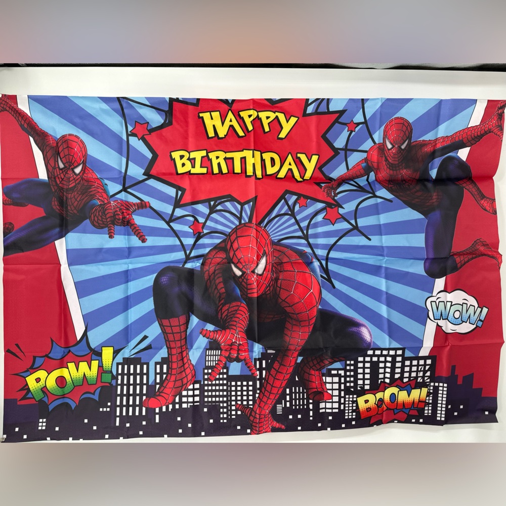 Spiderman Happy Birthday Backdrop Banner 5x3Ft